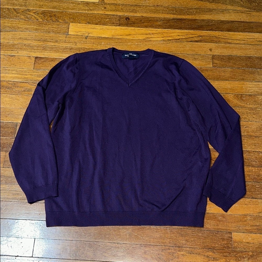 Lands' End Women’s Deep Purple V-Neck Sweater, XL